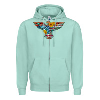 Seafoam thunderbird with usa flag and sunflowers Zipper Hoodie - Artiststas