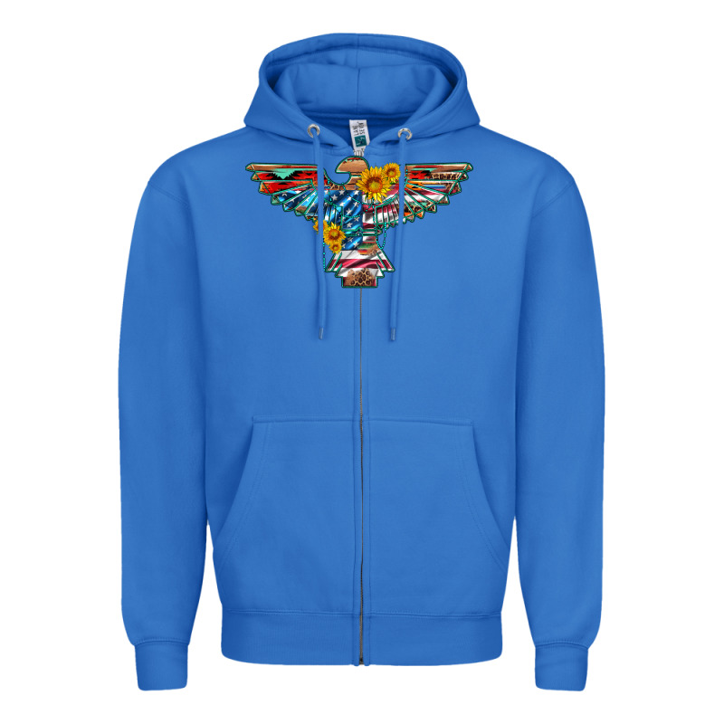 Thunderbird With Usa Flag And Sunflowers Zipper Hoodie by Artiststas | Teevron