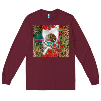 Burgundy Mexico flag Long Sleeve Tee - FaDigitalArtStudio