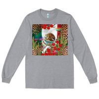 Heather Grey Mexico flag Long Sleeve Tee - FaDigitalArtStudio