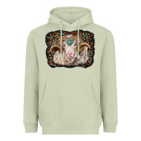 Matcha merino ram with leopard background Heavyweight Hoodie - BarkalooDesign