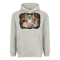 Moon Dust merino ram with leopard background Heavyweight Hoodie - BarkalooDesign