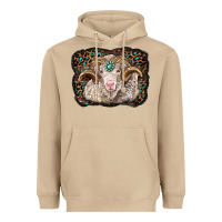 Mushroom merino ram with leopard background Heavyweight Hoodie - BarkalooDesign