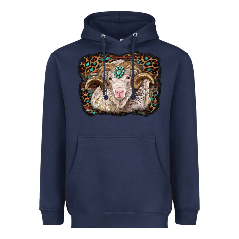 Merino Ram With Leopard Background Heavyweight Hoodie by BarkalooDesign | Teevron
