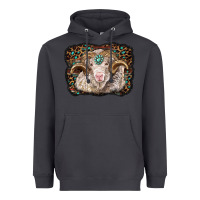 Smoke merino ram with leopard background Heavyweight Hoodie - BarkalooDesign
