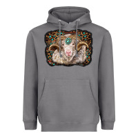 Storm merino ram with leopard background Heavyweight Hoodie - BarkalooDesign