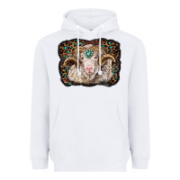 White merino ram with leopard background Heavyweight Hoodie - BarkalooDesign