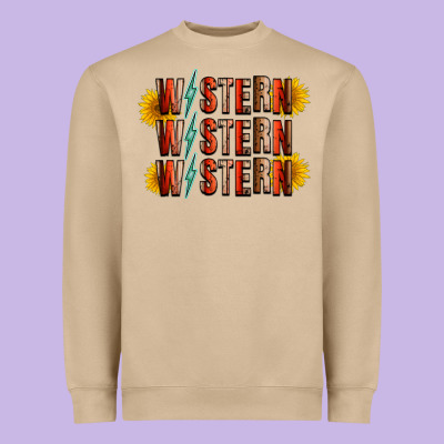 Western Sunflower Heavyweight Sweatshirt Designed By Racoondesign