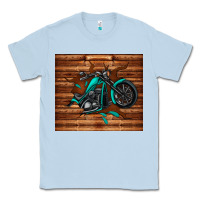 Dusty Blue woodgrain motorcycle Classic Tee - TumblerDesignByShophia