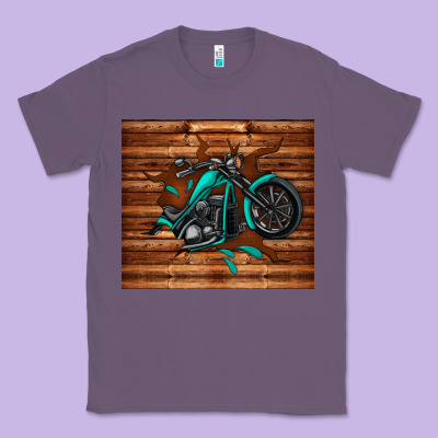 Woodgrain Motorcycle Classic Tee Designed By Tumblerdesignbyshophia