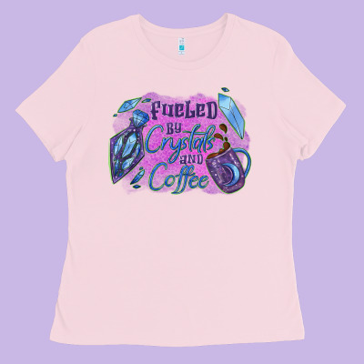 Fueled By Crystals And Coffee Halloween Ladies Tee Designed By Nancycooperartshop
