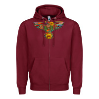 Burgundy thunderbird  wild soul with sunflower serape aztec Zipper Hoodie - Artiststas