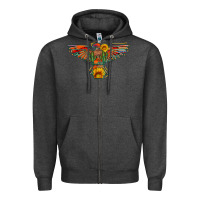 Charcoal Heather thunderbird  wild soul with sunflower serape aztec Zipper Hoodie - Artiststas