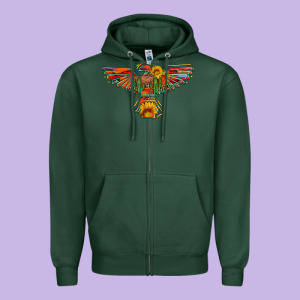 Thunderbird  Wild Soul With Sunflower Serape Aztec Zipper Hoodie Designed By Artiststas
