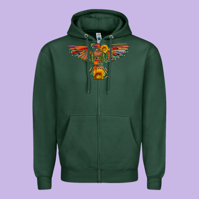 Thunderbird  Wild Soul With Sunflower Serape Aztec Zipper Hoodie Designed By Artiststas