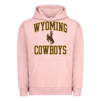 Pigment Salmon Wyoming Cowboys Men's Apparel Gameday Arch Over Cowboys Sweat Urban Hoodie - longCreatives