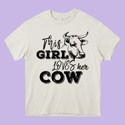 This Girl Loves Her Cow Heavy Core Tee Designed By Bettercallsaul