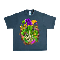 Midnight Navy Mardi Gras with skeleton hand Urban Heavy Tee - HowdyJamesFarm