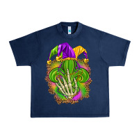Navy Mardi Gras with skeleton hand Urban Heavy Tee - HowdyJamesFarm