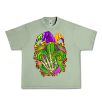 Oil Green Mardi Gras with skeleton hand Urban Heavy Tee - HowdyJamesFarm