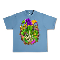 Pebble Blue Mardi Gras with skeleton hand Urban Heavy Tee - HowdyJamesFarm