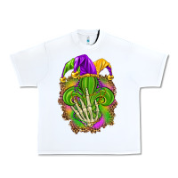 White Mardi Gras with skeleton hand Urban Heavy Tee - HowdyJamesFarm