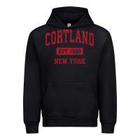 Black Cortland New York NY Vintage Sports Design Red Design Sweat Urban Hoodie - longCreatives