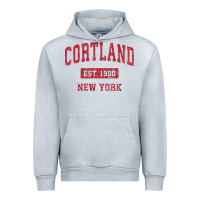 Heather Grey Cortland New York NY Vintage Sports Design Red Design Sweat Urban Hoodie - longCreatives