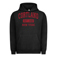 Pigment Black Cortland New York NY Vintage Sports Design Red Design Sweat Urban Hoodie - longCreatives