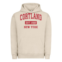 Pigment French Oak Cortland New York NY Vintage Sports Design Red Design Sweat Urban Hoodie - longCreatives