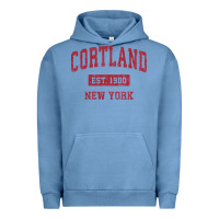 Pigment Pebble Blue Cortland New York NY Vintage Sports Design Red Design Sweat Urban Hoodie - longCreatives