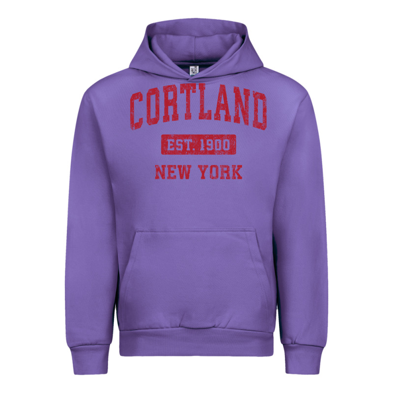 Cortland New York Ny Vintage Sports Design Red Design Sweat Urban Hoodie by longCreatives | Teevron
