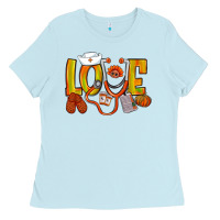 Baby Blue Thanksgiving love Nurse Ladies Tee - NancyCooperArtShop