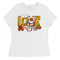 White Thanksgiving love Nurse Ladies Tee - NancyCooperArtShop