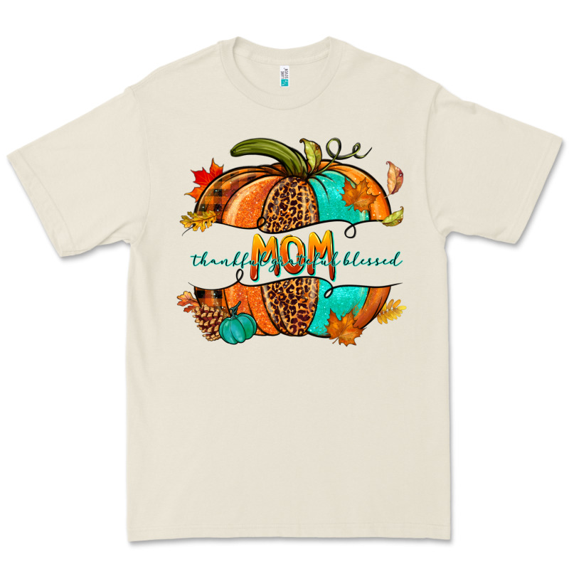 Thankful Grateful Blessed Mom Pumpkin Premium Tee by NancyCooperArtShop | Teevron
