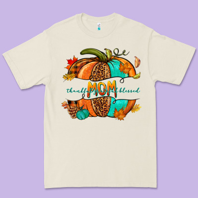 Thankful Grateful Blessed Mom Pumpkin Premium Tee Designed By Nancycooperartshop