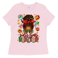 Santas Favorite Realtor Messy Bun Ladies Tee | Teevron