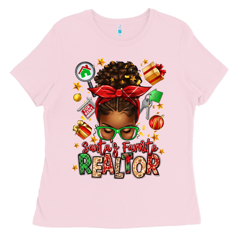 Santas Favorite Realtor Messy Bun Ladies Tee by texasbilliewilder | Teevron