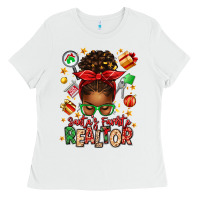 White santas favorite realtor messy bun Ladies Tee - texasbilliewilder
