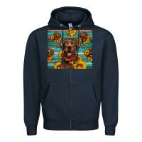 Navy Chocolate Labrador with sunflowers western Zipper Hoodie - Artiststas