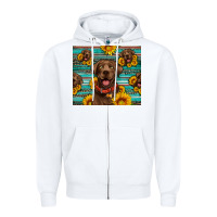 White Chocolate Labrador with sunflowers western Zipper Hoodie - Artiststas