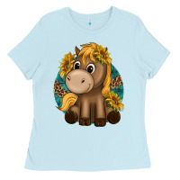 Baby Blue cute baby horse amd sunflowers Ladies Tee - texasbilliewilder