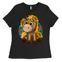Cute Baby Horse Amd Sunflowers Ladies Tee | Teevron