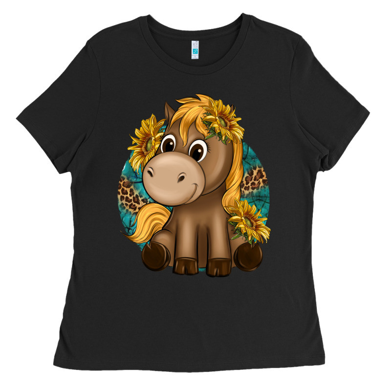Cute Baby Horse Amd Sunflowers Ladies Tee by texasbilliewilder | Teevron