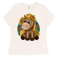 Bone cute baby horse amd sunflowers Ladies Tee - texasbilliewilder