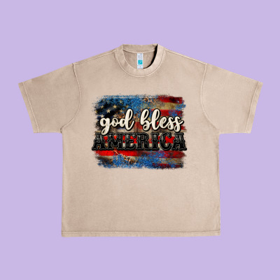 God Bless America  4th Of July Urban Heavy Tee Designed By Cowgirlartshop