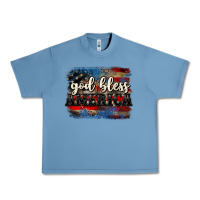 Pebble Blue God bless America  4th of July Urban Heavy Tee - CowGirlArtShop