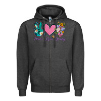 Charcoal Heather peace love springwith flowers and butterfly Zipper Hoodie - Artiststas