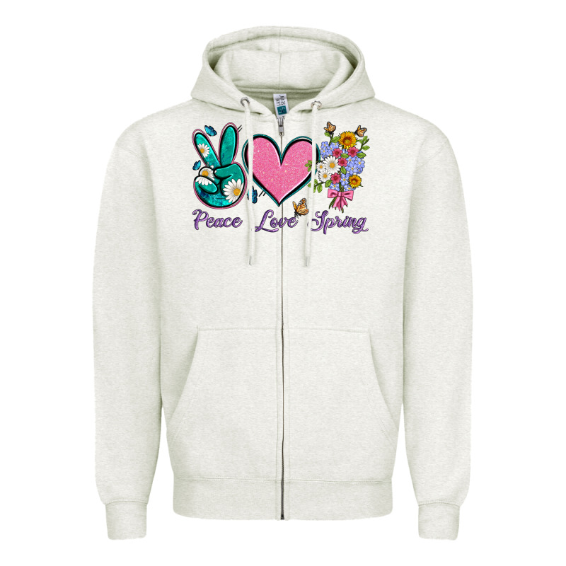 Peace Love Springwith Flowers And Butterfly Zipper Hoodie by Artiststas | Teevron