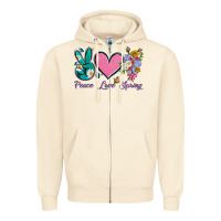 Sandshell peace love springwith flowers and butterfly Zipper Hoodie - Artiststas
